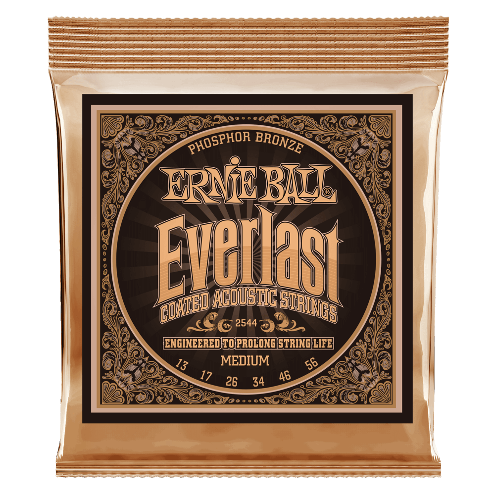 Image of Ernie Ball Everlast Coated Phosphor Bronze Guitarstrenge. Akustisk Medium 013-056 - Ernie Ball