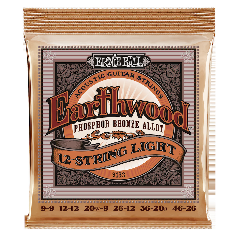 Image of Ernie Ball Earthwood Phosphor Bronze Guitarstrenge. Akustisk 12 String Light 009-046 - Ernie Ball