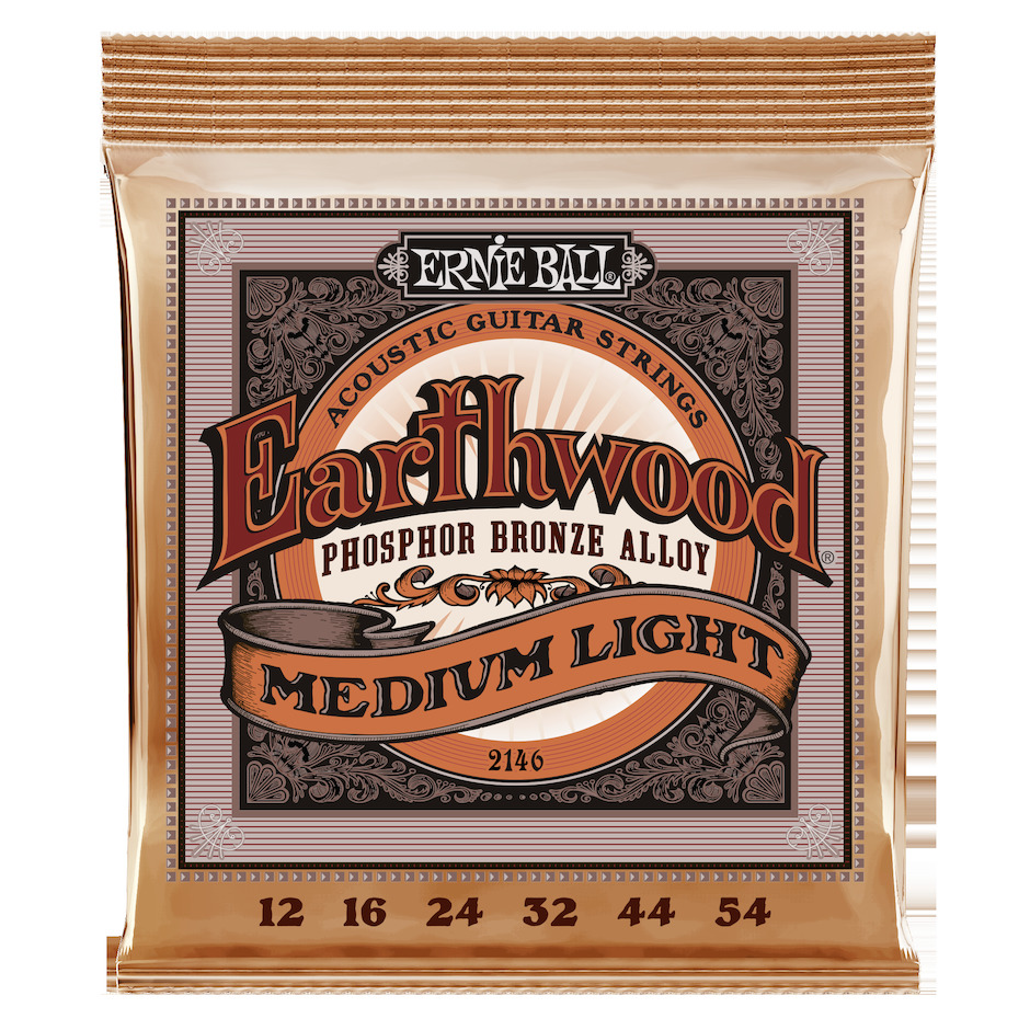 Image of Ernie Ball Earthwood Phosphor Bronze Guitarstrenge. Akustisk Medium Light 012-054 - Ernie Ball