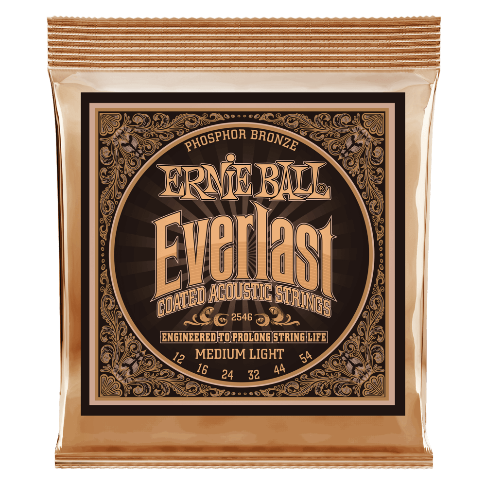 Image of Ernie Ball Everlast Coated Phosphor Bronze Guitarstrenge. Akustisk Medium Light 012-054 - Ernie Ball