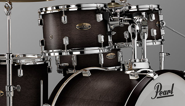 Image of Pearl Decade Maple Standard Trommesæt - Inklusiv Hardwarepakke Satin Slate Black - Pearl