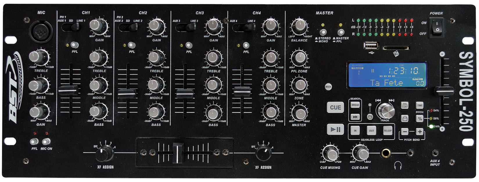 Image of BST SB250 DJ Mixer 5 kanaler USB/SD